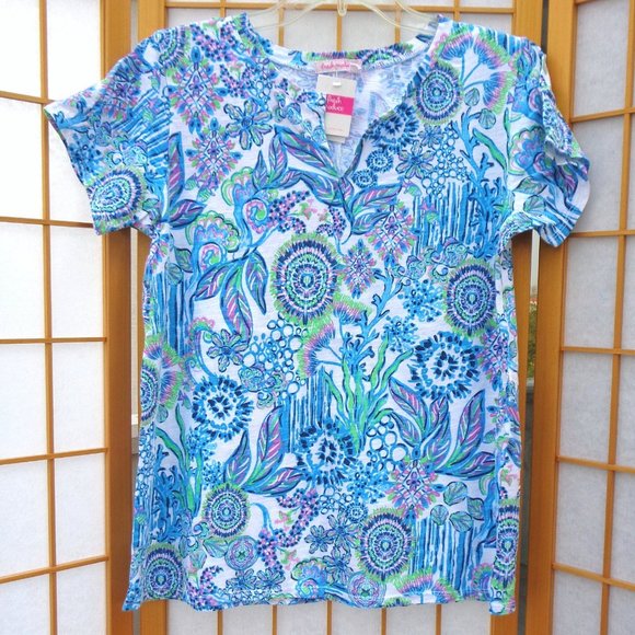 FRESH PRODUCE Slub Split Neck T white 100% cotton Tropic Gardens - Picture 1 of 5